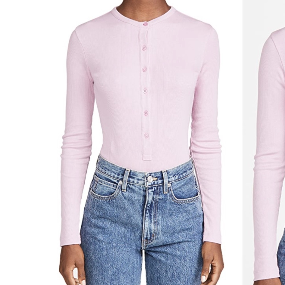 Fleur du Mal Black Henley ribbed bodysuit size S